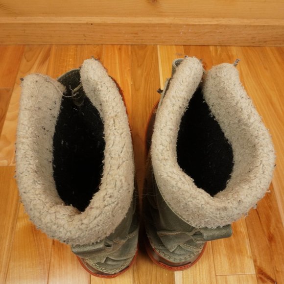 LL Bean Green Gray Suede Insulated Felt‎ Lined Waterproof Boots Size 6 - Picture 8 of 11